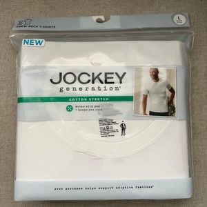 Jockey Generation Men's Cotton‎ Stretch Crew Neck T-shirts L White 3 Pack NEW